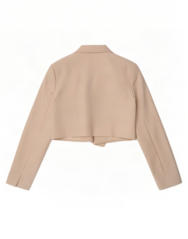 Zara Veste Boléro Ouverte Femme UK 16 Large Polyester Blanc Cassé