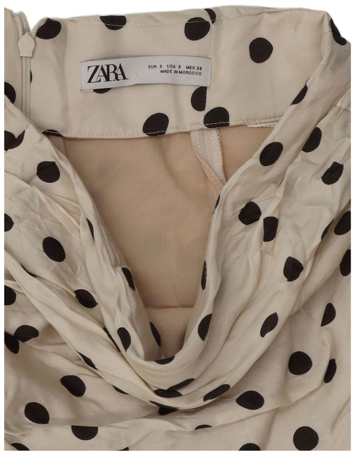 Zara Femme Jupe À Volants Petit W26 Blanc Cassé À Pois