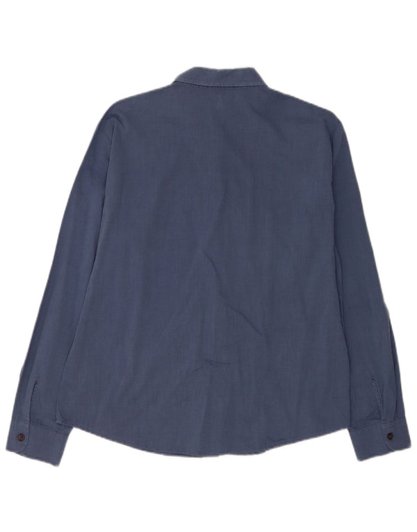 Benetton Chemise Femme UK 16 Large Bleu Marine Coton