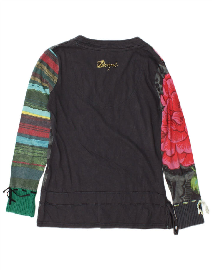 Desigual Haut graphique à manches longues pour femme UK 44 Medium Noir Floral