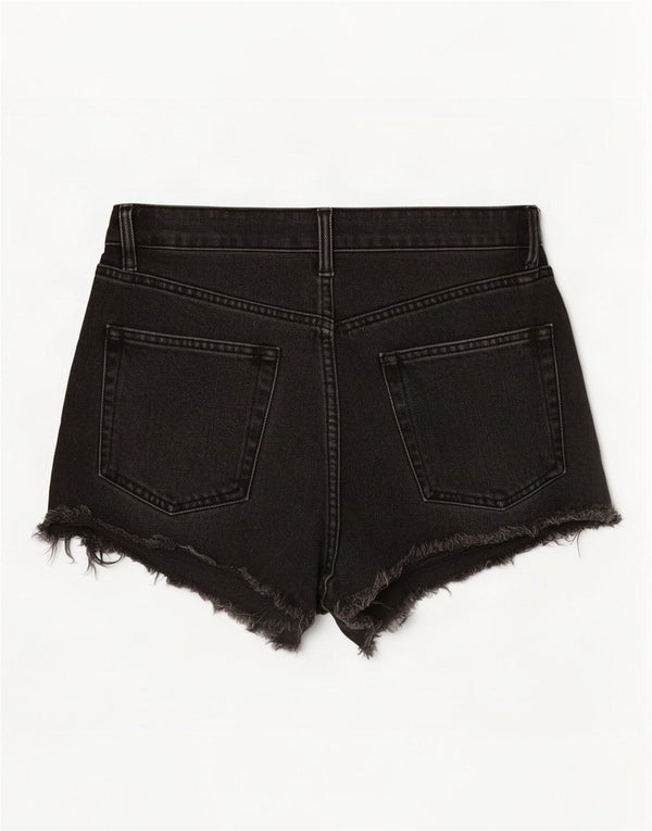 Zara Short en jean taille haute pour femme EU 36 XS W26 Gris Coton