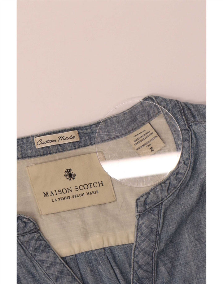 Maison Scotch Femme Pull-Shirt US 2 XS Bleu Coton