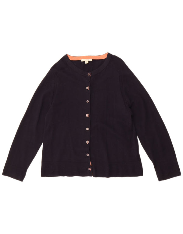 White Stuff Womens Crop Cardigan Sweater UK 14 Large Bleu Marine Laine