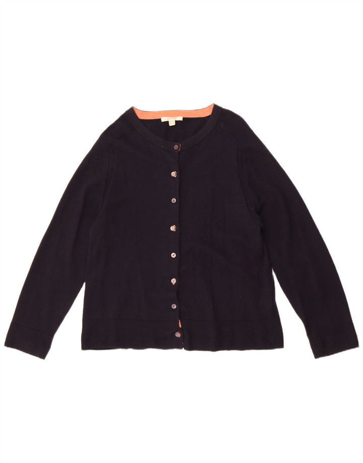 White Stuff Womens Crop Cardigan Sweater UK 14 Large Bleu Marine Laine