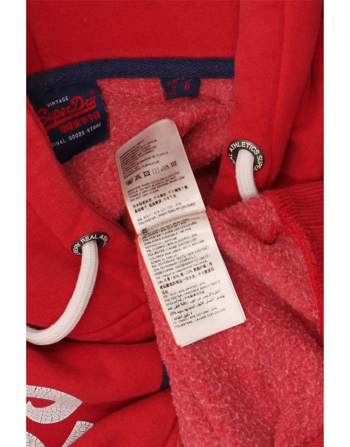 SUPERDRY Pull à Capuche Graphique Homme Rouge Moyen Coton