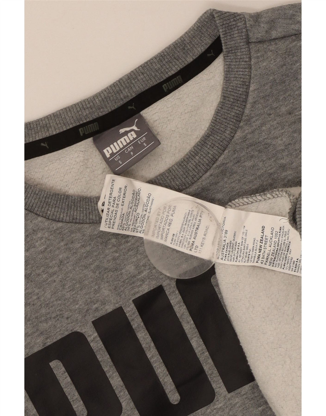 Puma Sweat-shirt graphique pour homme, petit, gris, coton