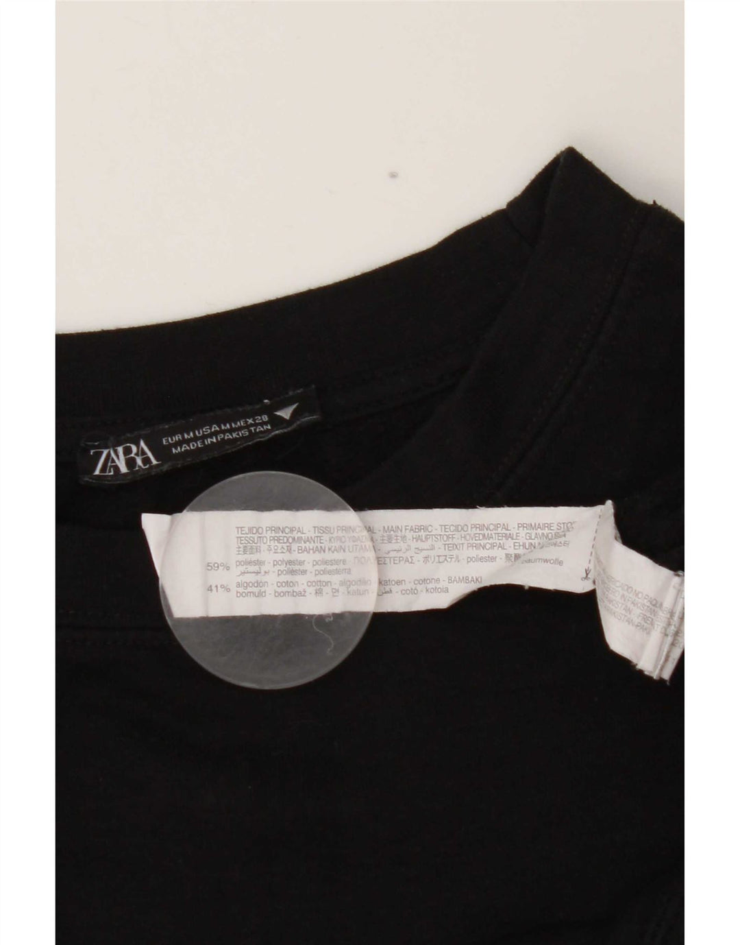 Zara Womens Crop Sweatshirt Jumper UK 14 Moyen Noir Polyester