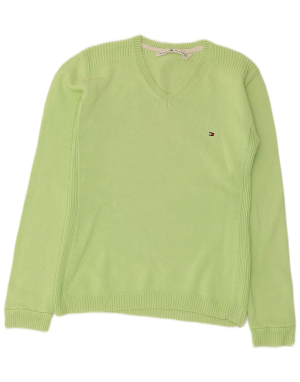 Tommy Hilfiger Pull col en V pour femme UK 10 Petit Vert