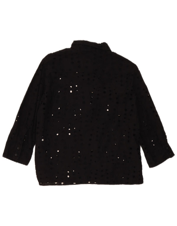 Zara Chemisier à manches 3/4 pour femme UK 14 en coton noir moyen
