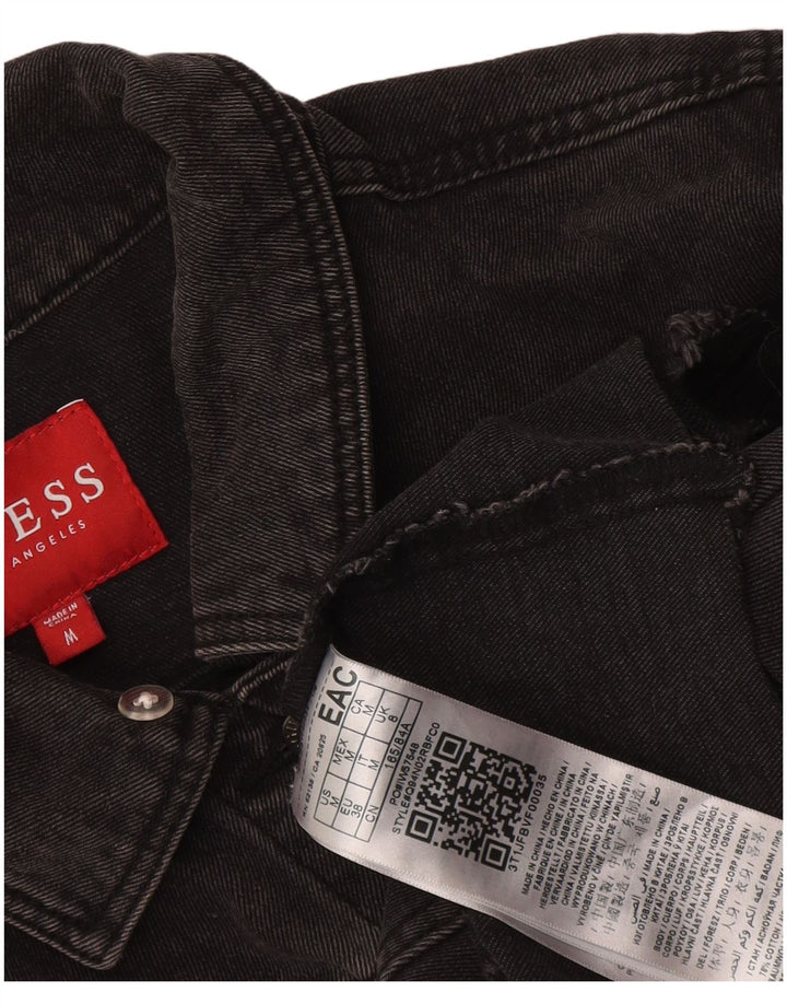 Guess Veste en jean courte en détresse pour femme UK 12 Coton noir moyen