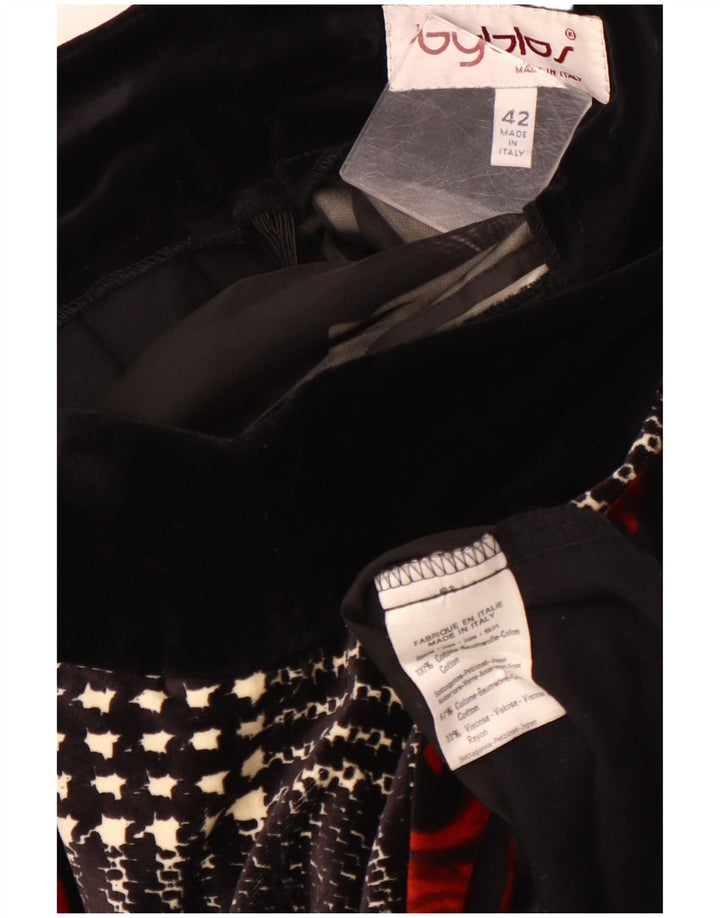 BYBLOS Jupe trapèze en velours pour femme IT 42 Medium W28 Noir Floral Coton