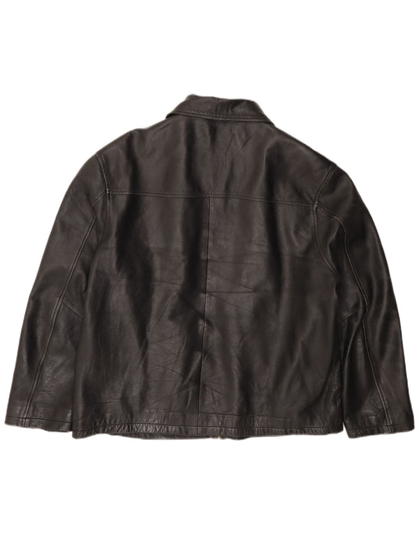 VINTAGE Veste en cuir homme UK 44 2XL Noir