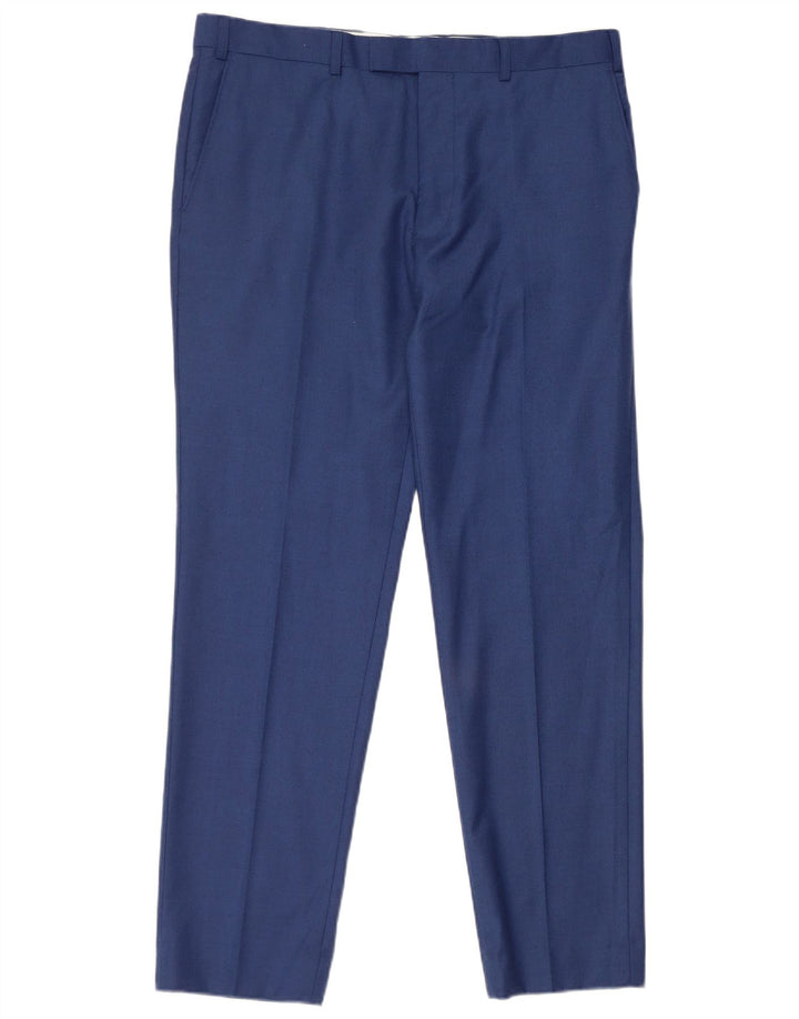 French Connection Pantalon de Costume Droit Homme W36 L31 Bleu Laine