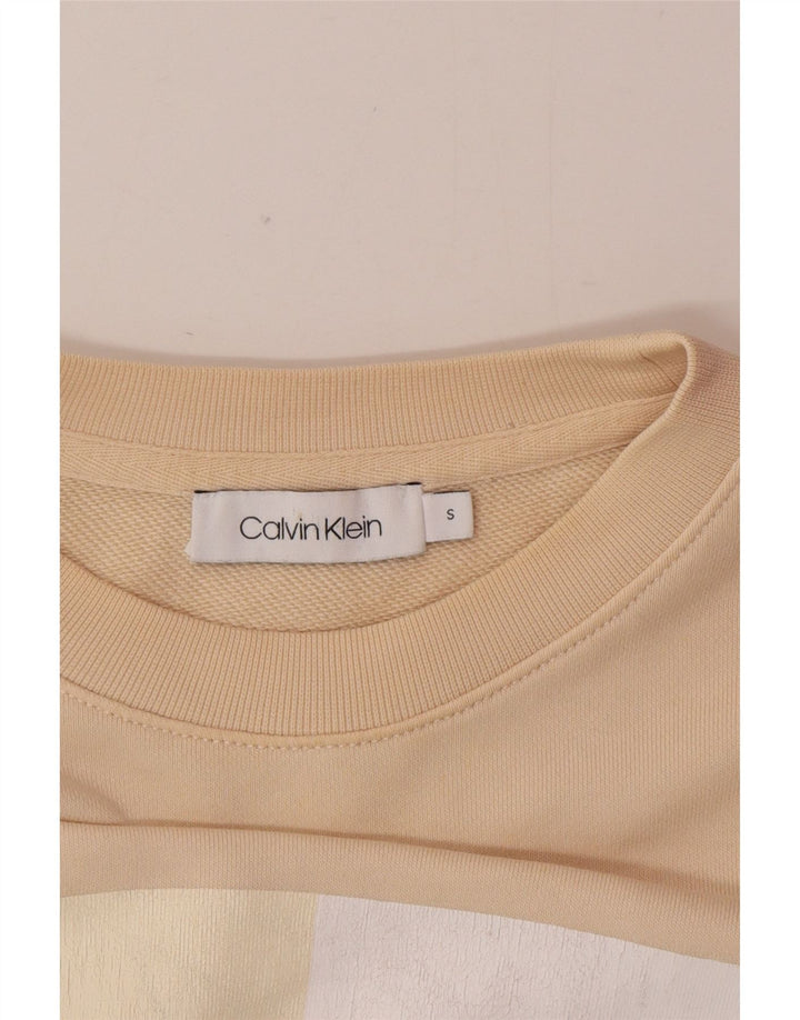 Calvin Klein Sweat-shirt surdimensionné graphique pour femme UK 10 Petit Beige