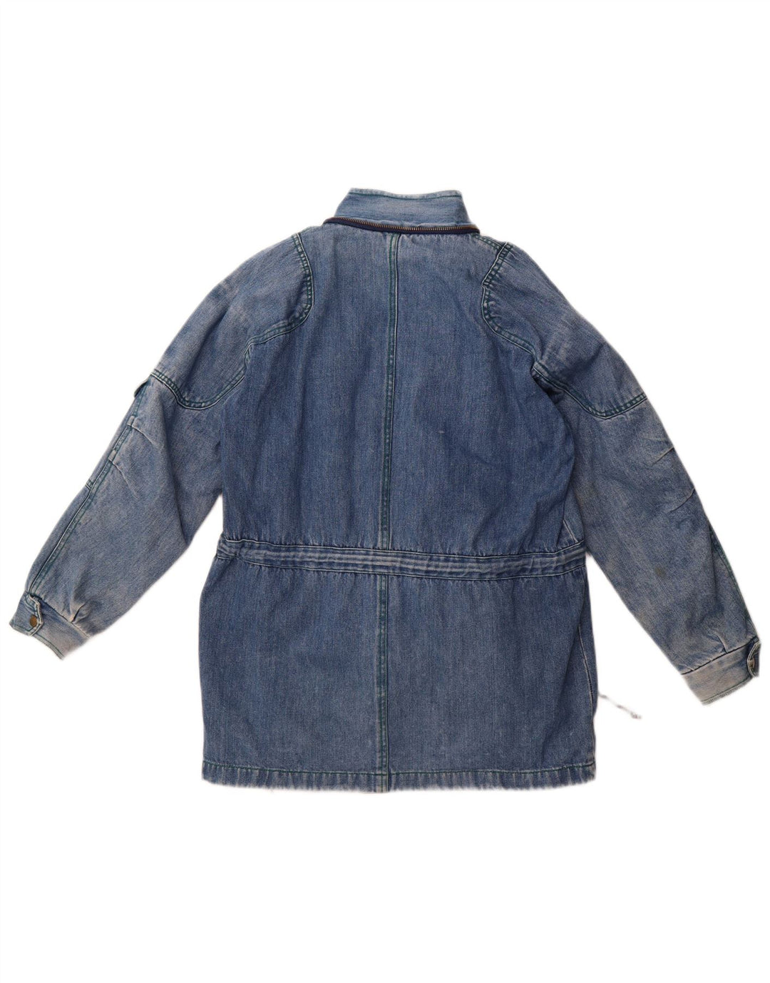 vintage Femme Sherpa Denim Veste UK 14 Grand Bleu