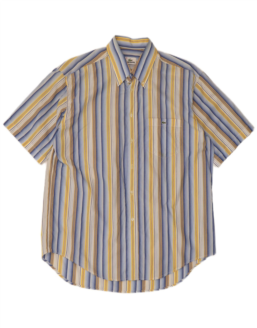 Lacoste Chemise à manches courtes pour homme Taille 42 Grand coton rayé multicolore