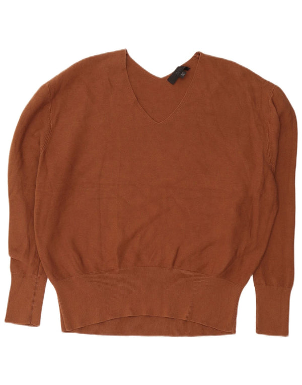 Zara Pull surdimensionné à col en V pour femme UK 16 Grand coton marron