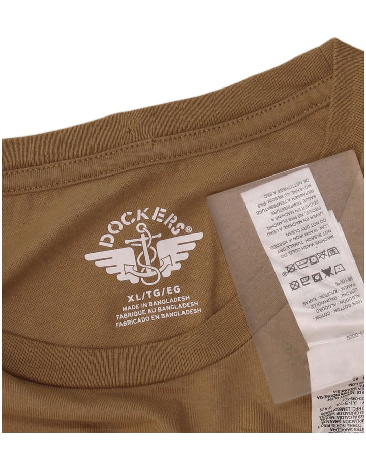 Dockers T-Shirt Graphique Homme Top XL Marron Coton
