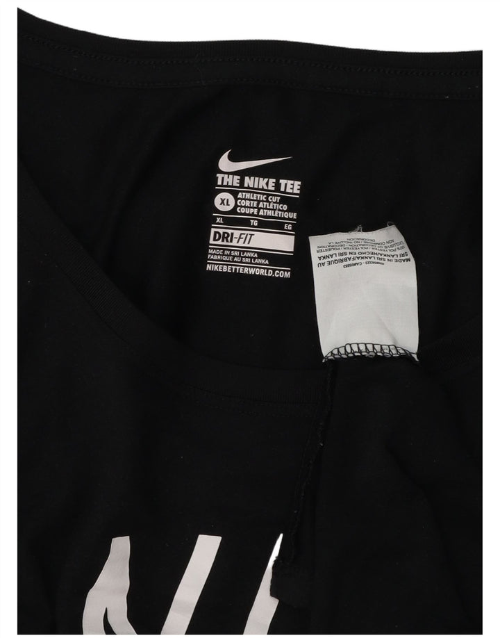 Nike Femme Athletic Cut Graphic Top Manches Longues UK 18 XL Noir Polyester