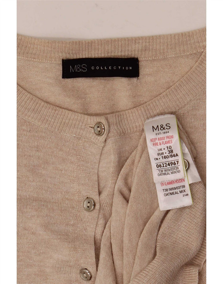 Marks & Spencer Pull Cardigan Femme UK 10 Petite Viscose Beige