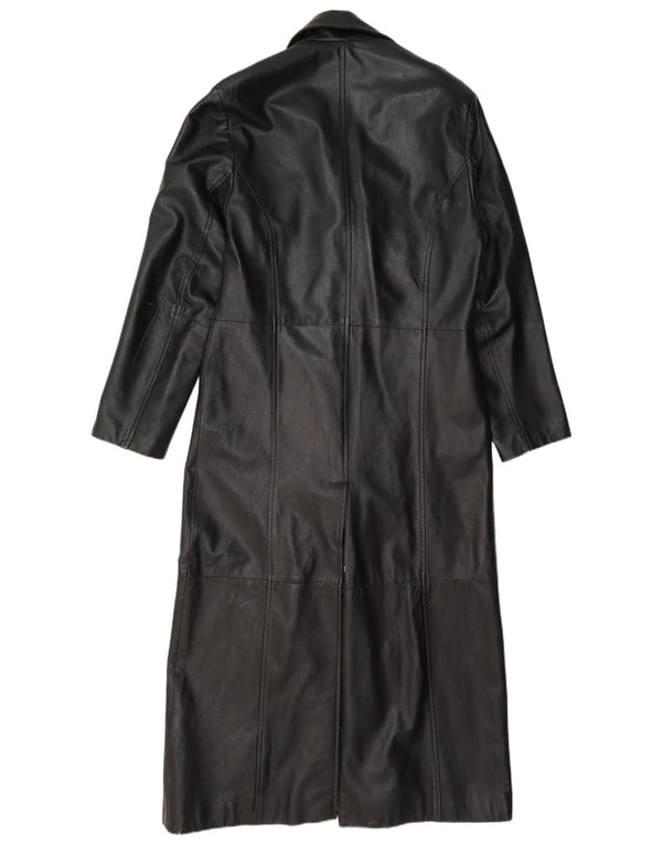 Calculus Manteau long en cuir coupe ample pour femme UK 4 XS Noir