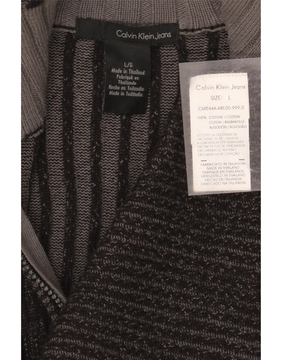 CALVIN KLEIN JEANS Pull Cardigan Femme UK 14 Large Gris Coton