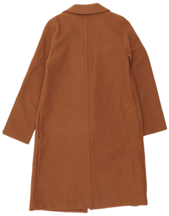 Zara Womens Open Overcoat UK 10 Small Marron Polyester