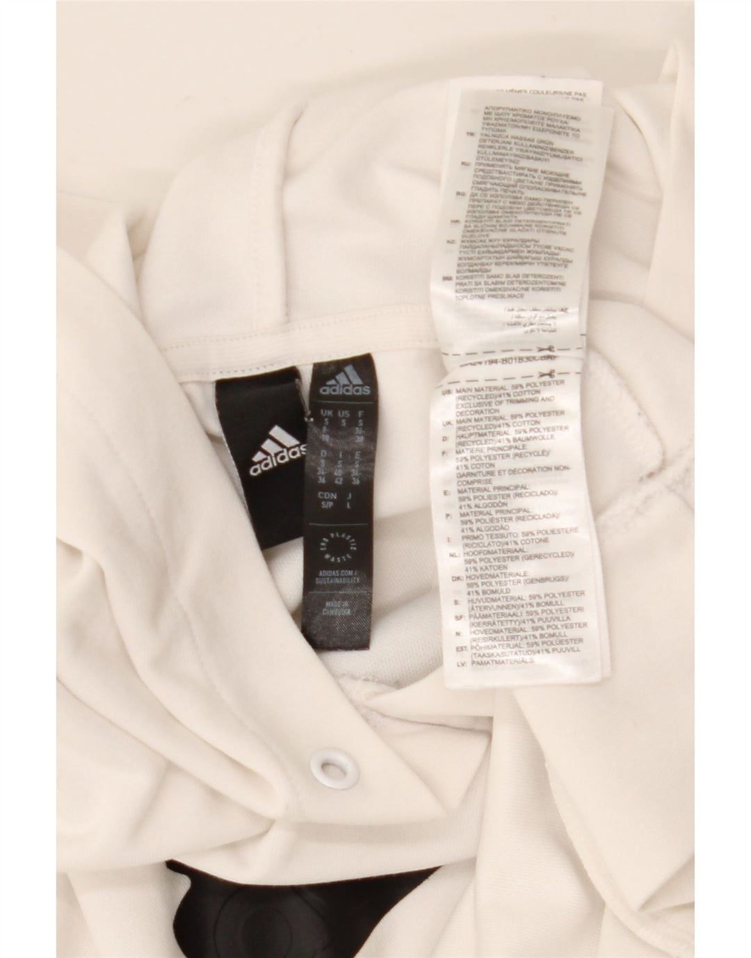 Adidas Pull à capuche graphique pour femme UK 8/10 Petit Blanc Polyester