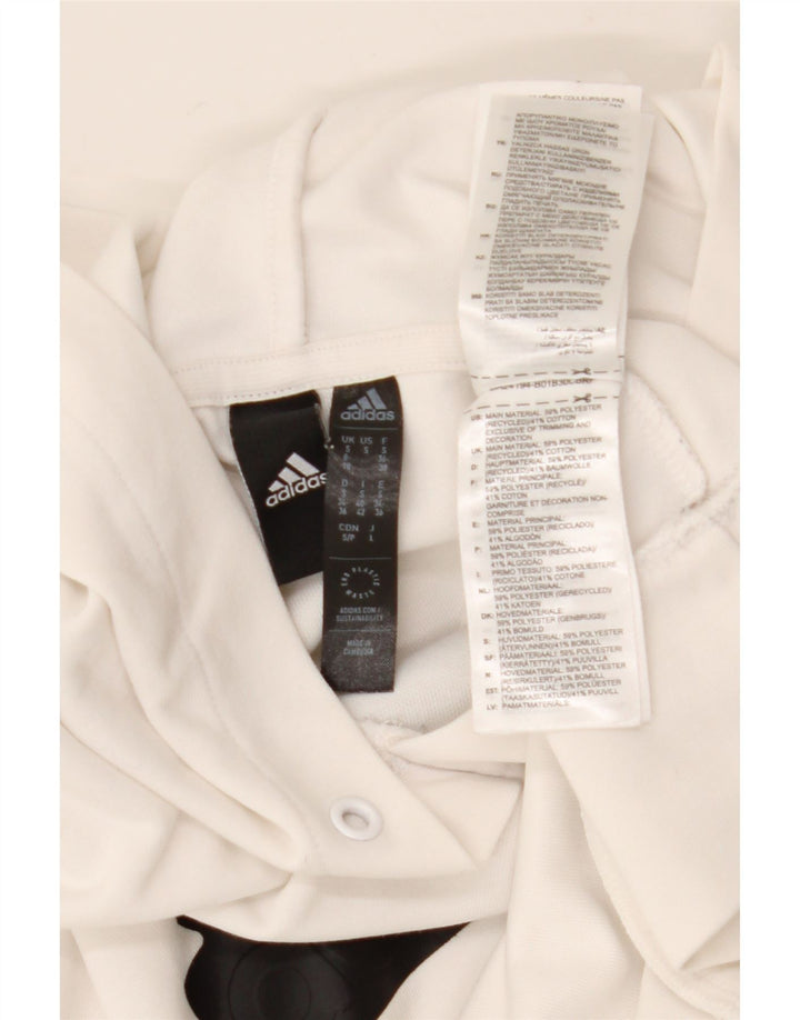Adidas Pull à capuche graphique pour femme UK 8/10 Petit Blanc Polyester