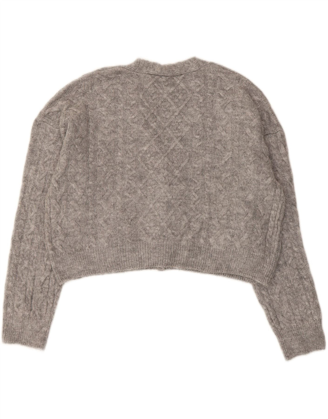 ZARA Womens Crop Oversize Cardigan Pull UK 10 Petit Gris