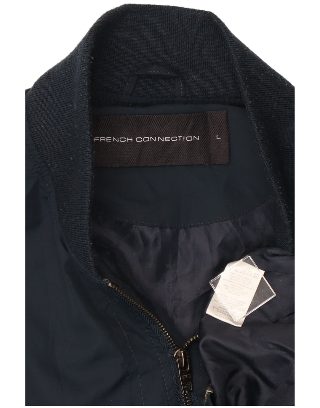 FRENCH CONNECTION Veste Bomber Homme UK 40 Large Bleu Marine Polyester
