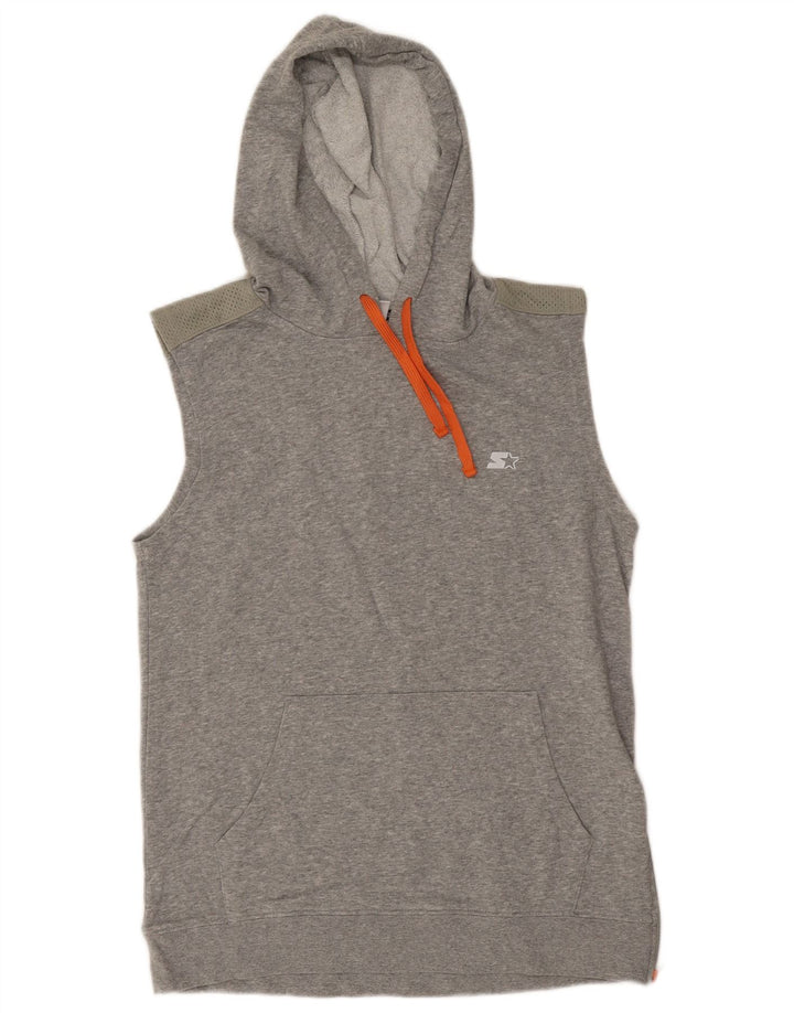 Starter Pull à capuche sans manches pour homme en coton gris moyen