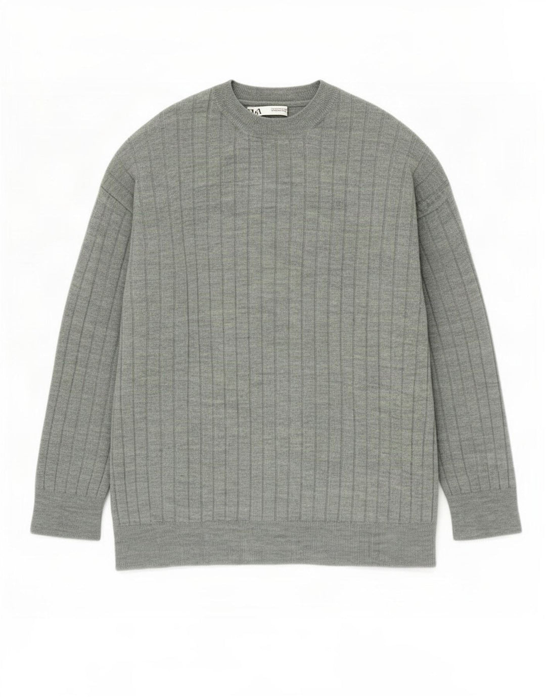 Zara Pull Col Rond Homme Vert Moyen Acrylique