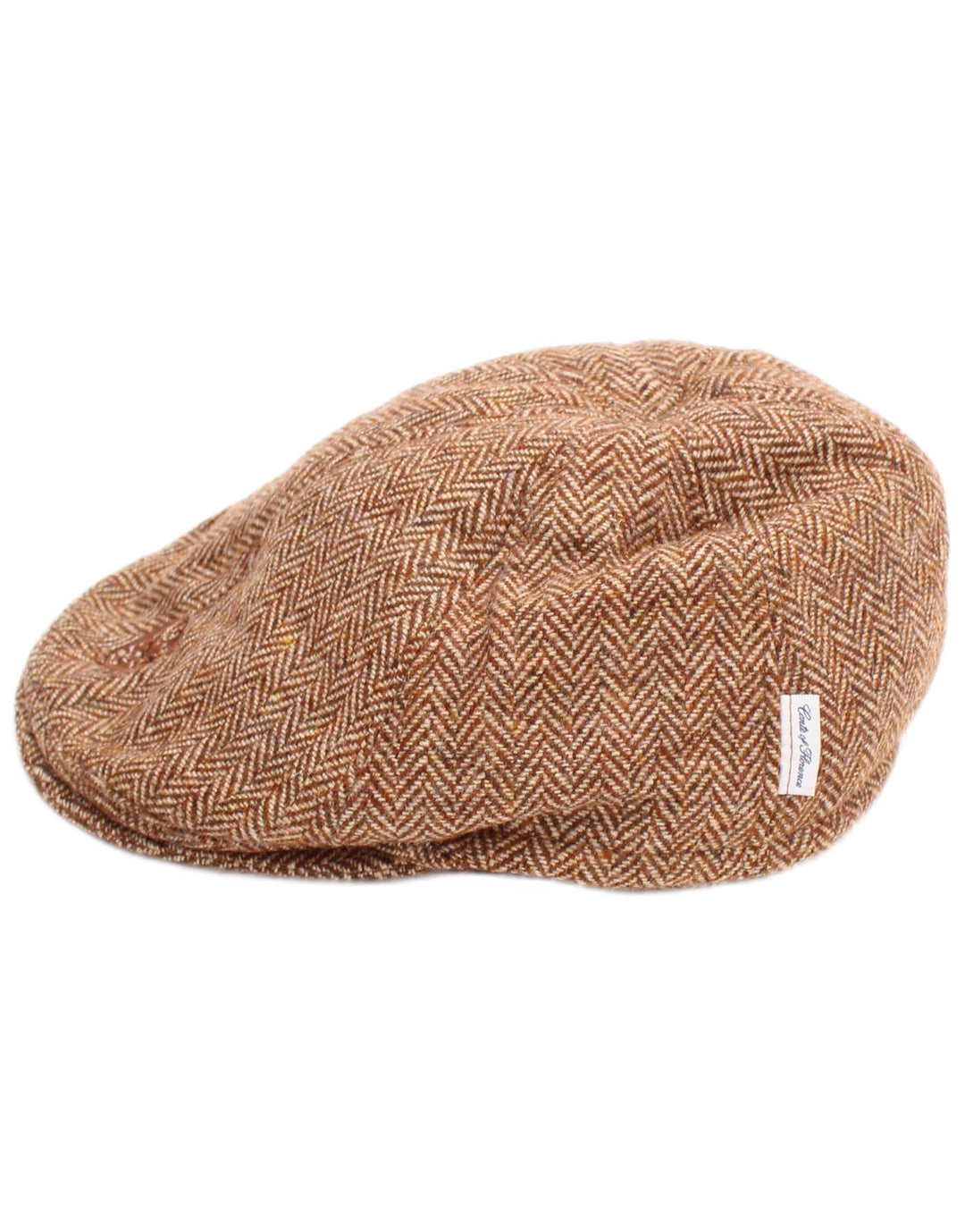 Conte of Florence Casquette Plate Homme Beige Moyen à Chevrons Classique