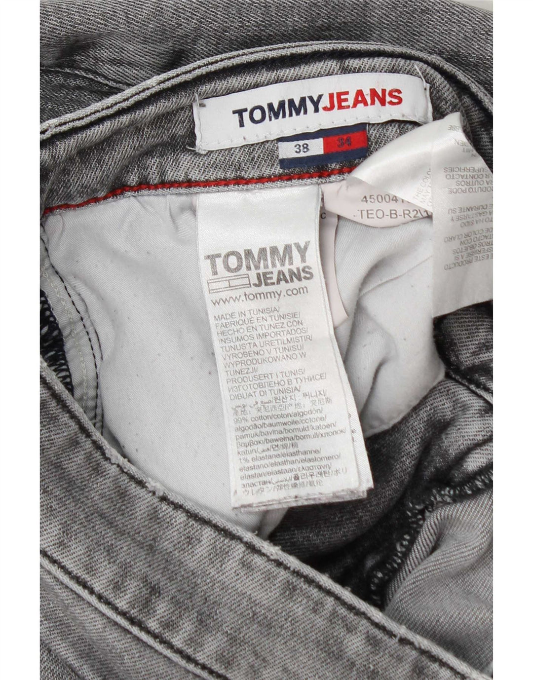 Tommy Hilfiger Jean slim vieilli W38 L34 pour homme en coton gris