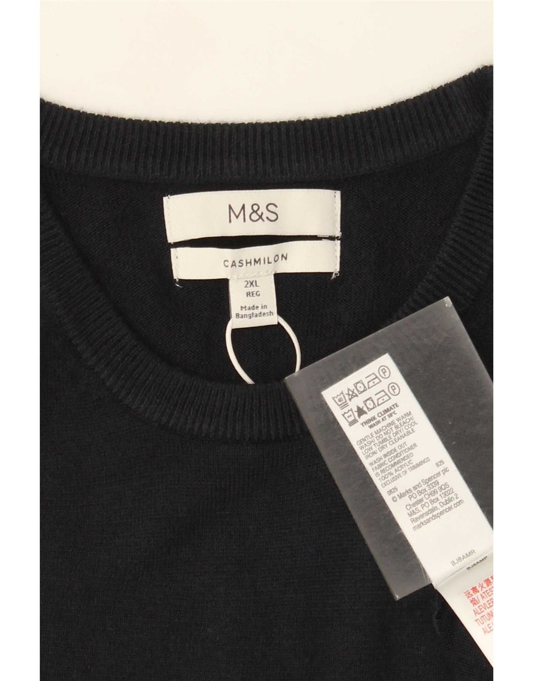 Marks & Spencer Pull col rond pour homme 2XL Bleu marine Acrylique