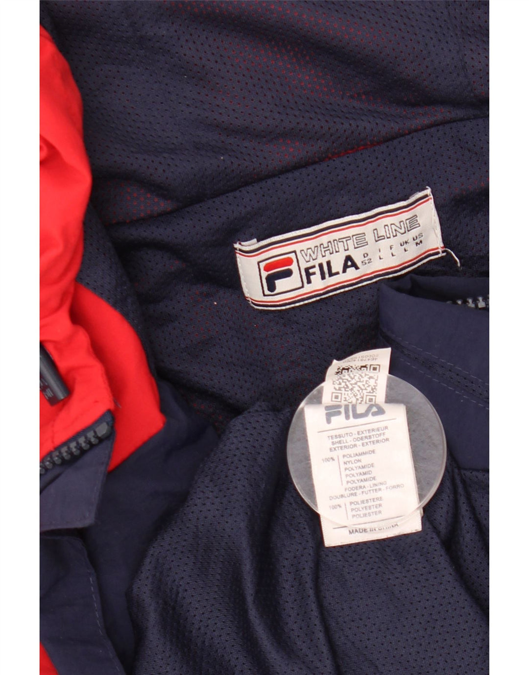 FILA Veste de pluie à capuche pour homme UK 40 Large Bleu Colorblock Polyamide