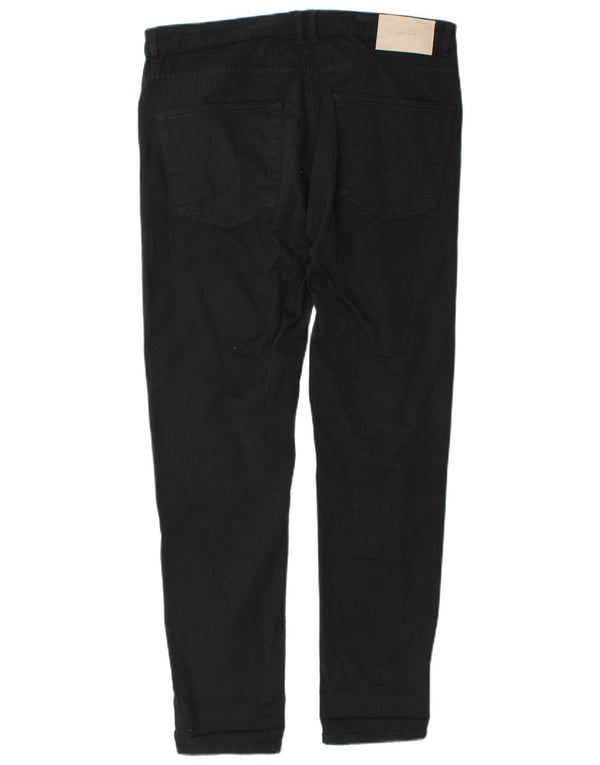 Zara Pantalon décontracté slim pour femme EU 42 Large W32 L31 Coton noir