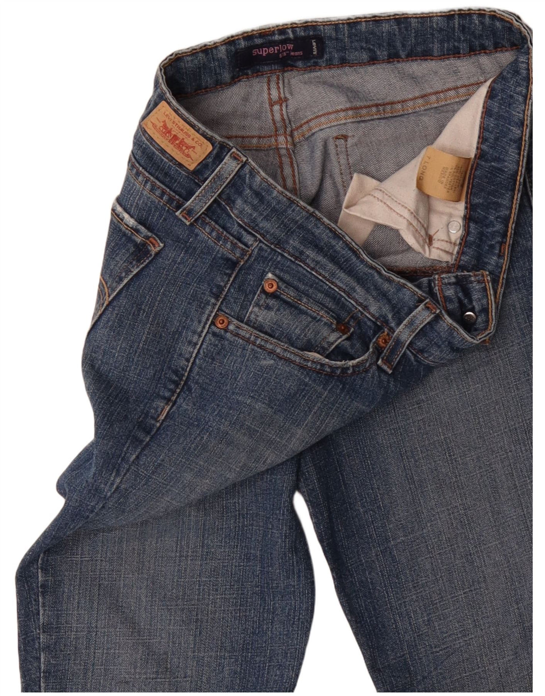 LEVI'S Jean bootcut super bas 518 pour femme US 7 Medium W30 L34 Bleu Coton