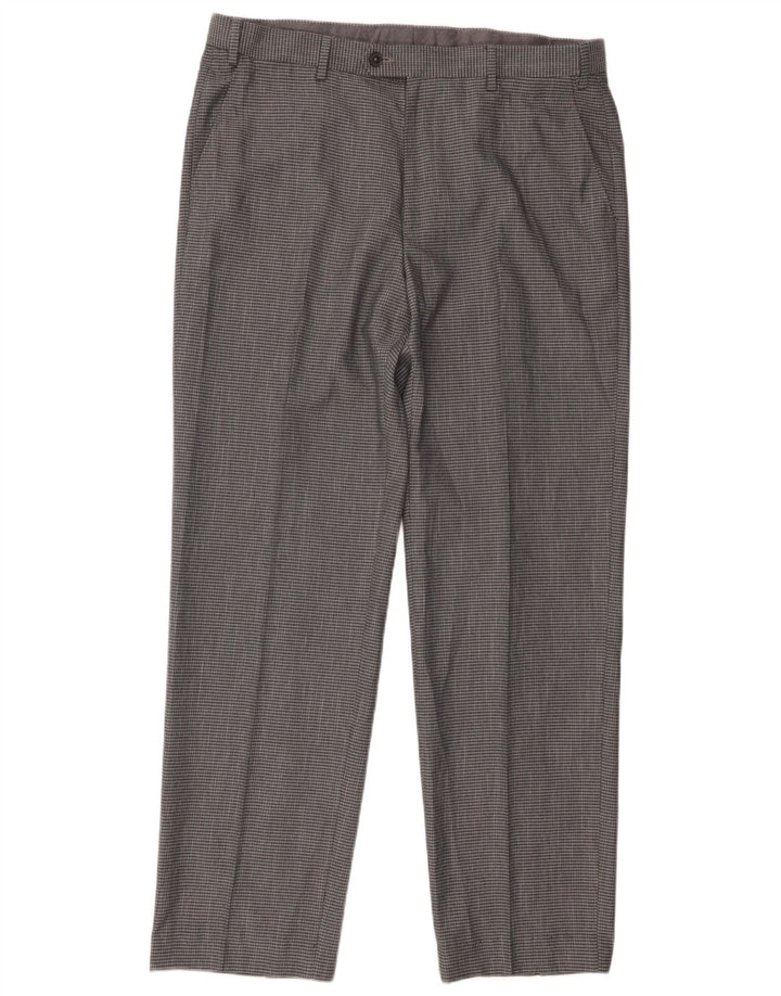 Marks & Spencer Pantalon de costume coupe classique pour homme W36 L29 Gris à carreaux Polyester