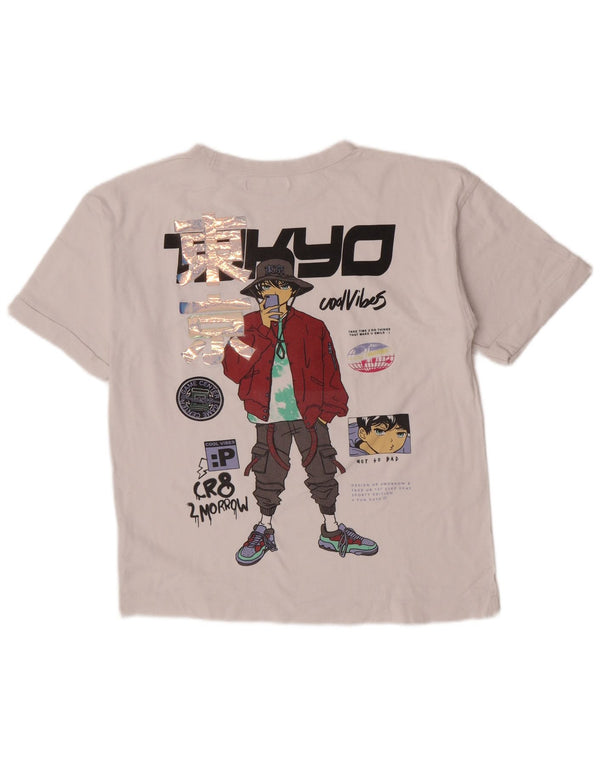 Zara T-Shirt Graphique Fille 13-14 ans Gris Coton