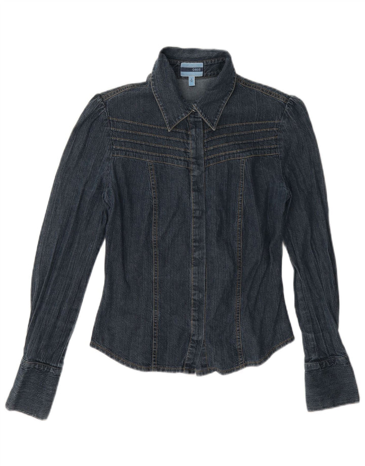 Oasis Chemise en jean pour femme UK 8 Small Bleu marine Coton