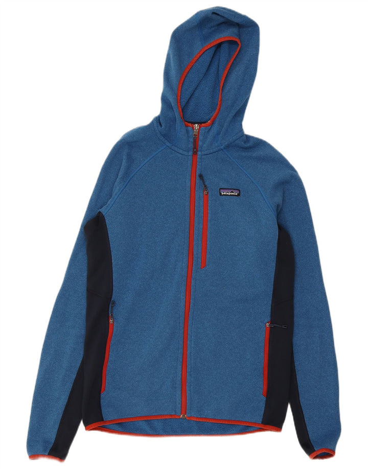 Patagonia Pull à capuche zippé pour homme en polyester color block bleu moyen