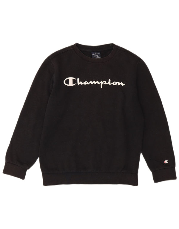 Champion Boys Graphic Sweatshirt Jumper 11-12 Years Large Black Cotton
