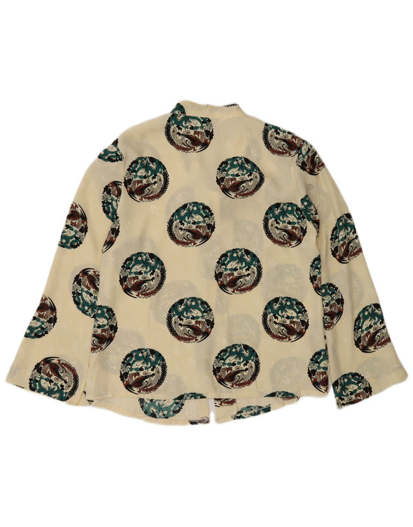 vintage Femmes Voir à travers la chemise Blouse UK 18 XL Jaune Animal Print