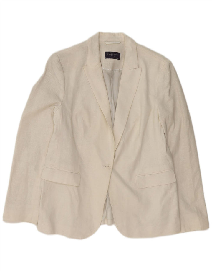 Marks & Spencer Veste blazer à 1 bouton pour femme UK 14 Large Blanc