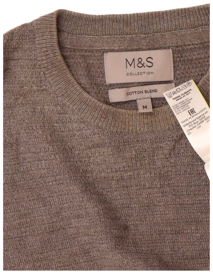 Marks & Spencer Pull Col Ras du Cou Homme Gris Moyen Coton