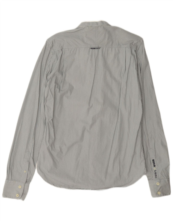 Superdry Chemise Homme Gris Moyen Pinstripe Cotton