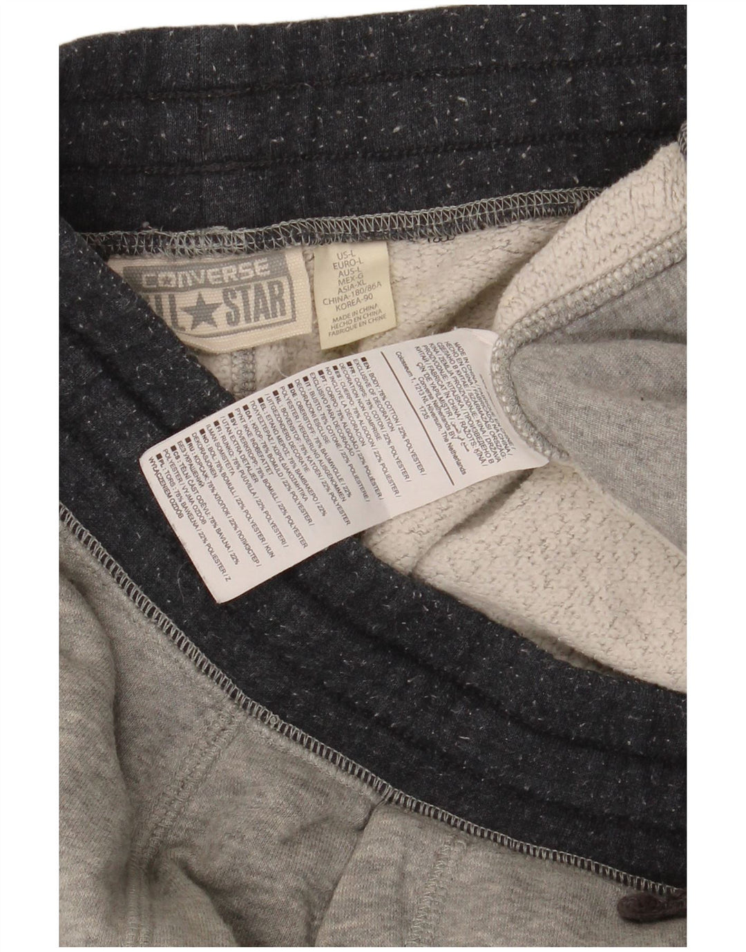 Converse Pantalon de survêtement pour homme en coton gris Taille L
