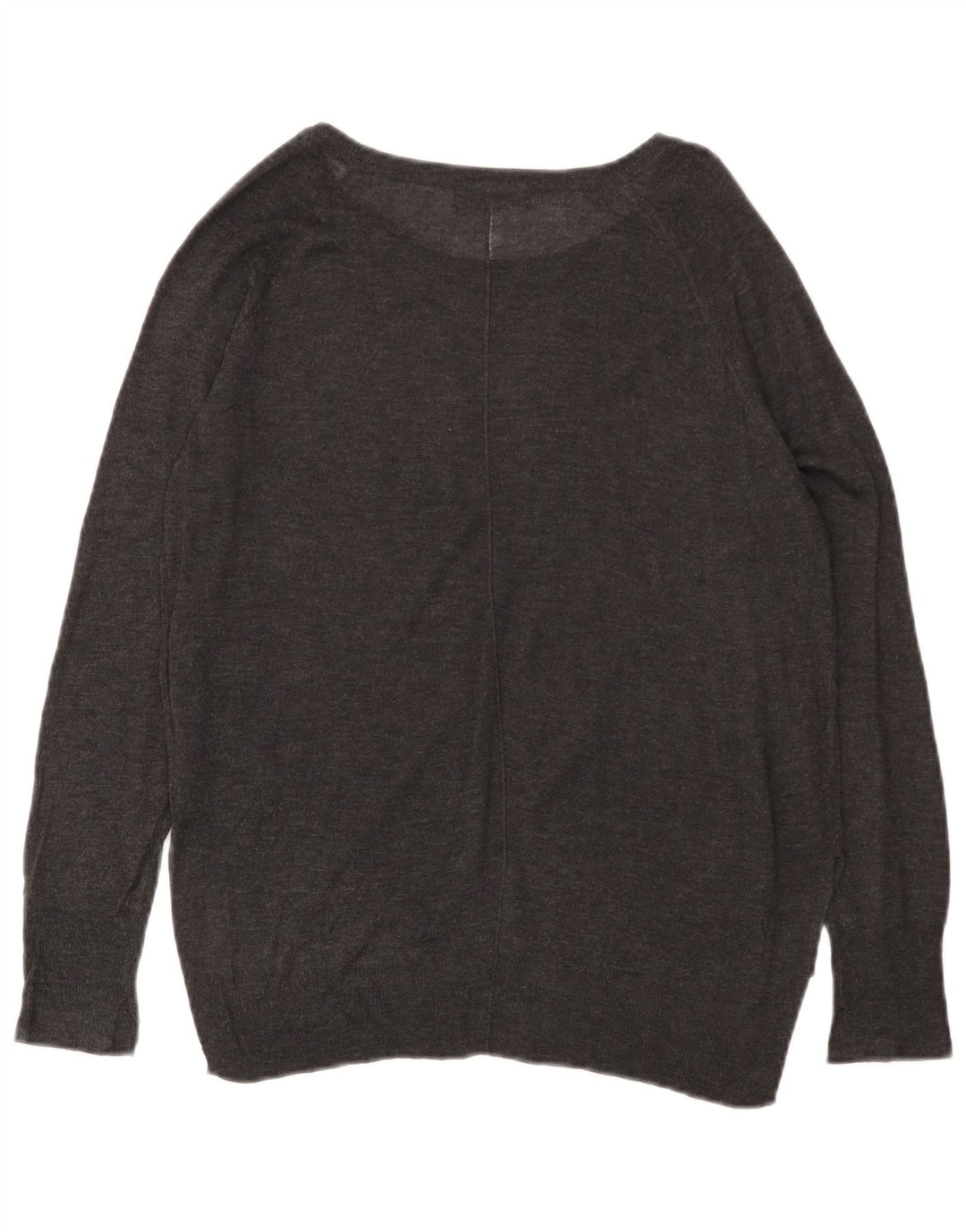 ZARA Femme Pull Col Bateau UK 14 Gris Moyen Viscose
